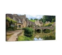 Jaesxxco Canvas Wall Art Blue Skies Reflections Picturesque Cotswold Village Canvas Prints Unframed Painting Modern Artwork Abstract Stretched Poster Home Decoration Unique Gift 12X16Inch
