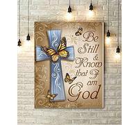 Jaesxxco Canvas Wall Art Butterfly Canvas Be Still And Know That I Am God Church Artwork for Living Room Office Decor Unframed 8x10inch