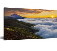Jaesxxco Canvas Wall Art DecorSpectacular Sunset Above The Clouds The Volcano National Park Wall Decorations Farmhouse Artwork Painting for Bathroom Office Home Kitchen Bedroom Unframed 12x16 inch