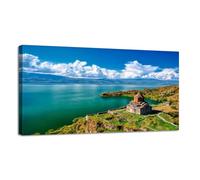 Jaesxxco Canvas Wall Art Hayravank Monastery Shores Lake Sevan Armenia Canvas Prints Unframed Painting Modern Artwork Abstract Stretched Poster Home Decoration Unique Gift 12X16Inch