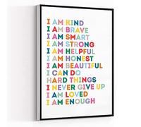 Jaesxxco Canvas Wall Art Kid Affirmations Print I Am Enough Colorful Poster Kids Room Decor Artwork Painting for Modern Living Room Office Decor Unframed 8x10inch
