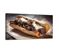 Jaesxxco Canvas Wall Art Philly Cheese Steak Sandwich Canvas Prints Unframed Painting Modern Artwork Abstract Stretched Poster Home Decoration Unique Gift 12X16Inch