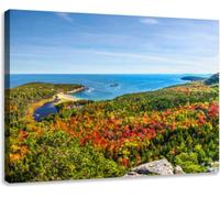 Jaesxxco Canvas Wall Art Print Panoramic View The Stunning Fall Colors And Blue Waters The Bay Modern Poster Print For Living Room Bedroom Office Home 12x16Inch Unframed