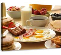 Jaesxxco Canvas Wall Art Print Various Assorted Breakfast Foods Modern Poster Print For Living Room Bedroom Office Home 12x16Inch Unframed