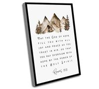 Jaesxxco Canvas Wall Art - Romans 15:13 May The God Of Hope Fill You With All Joy And Peace - Bible Verse Print, Baptism Gift, Scripture Decor - 12x16 Inch UnFramed, White