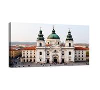 Jaesxxco Canvas Wall Art Saint Nicholas Church Prague Canvas Prints Unframed Painting Modern Artwork Abstract Stretched Poster Home Decoration Unique Gift 12X16Inch
