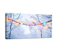 Jaesxxco Canvas Wall Art Winter Nature Christmas Light Snow Lights Illuminated Landscape Canvas Prints Unframed Painting Modern Artwork Abstract Stretched Poster Home Decoration Unique Gift 12X16Inch