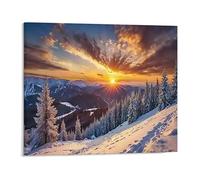 Jaesxxco Canvas Wall Decor Majestic Sunset In The Winter Mountains Canvas Art For Living Room Office Bedroom Modern Poster For Home Decoration 12x16Inch