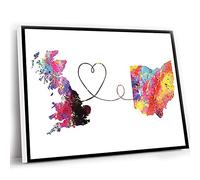 Jaesxxco Chic Office Decor,Gifts For Travel Lovers,Map Wall Art,Watercolor Map Printing,Modern Living Room Decor,Britain To Ohio Travel Watercolour Print,12x16 Inch UnFramed Wall Art
