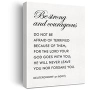 Jaesxxco Christian Canvas Wall Art Motivational Be Strong and Courageous Deuteronomy 31:6 NIV Canvas Print Scripture Bible Verse Painting Home Wall Decor Gift Unframed 8x10inch