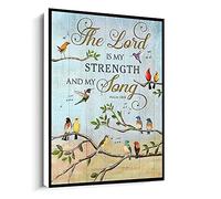 Jaesxxco Colorful Bird The Lord Is My Strength And My Song Canvas,Unframed Poster Wedding Gift Canvas Wall Art For Living Room Bedroom Office Home Decoration Artwork 121X6Inch Unframed