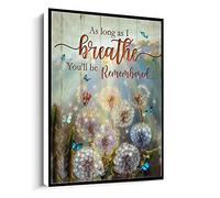 Jaesxxco Dandelion And Butterflies Canvas As Long As I Breathe Wall Art Decor Poster Canvas Wall Art For Living Room Bedroom Office Home Decoration Artwork 121X6Inch Unframed