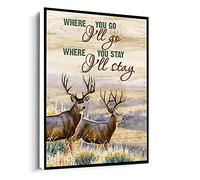 Jaesxxco Deers Where You Go I'Ll Go Canvas Art Print Birthday Wedding Housewarming Gift Canvas Wall Art For Living Room Bedroom Office Home Decoration Artwork 121X6Inch Unframed
