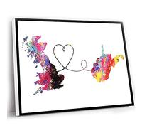 Jaesxxco Designer Wall Art,Kids Room Decorations,UnFramed Map Art,Watercolor Map Printing,Gift For Travel Lovers,Britain To West Virginia Travel Watercolour Print,12x16 Inch UnFramed Wall Art