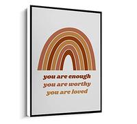 Jaesxxco Enough,Worthy,Mental Health Quotes,Inspirational Poster,Uplifting,Affirmation Sayings Canvas Wall Art For Living Room Bedroom Office Home Decoration Artwork 121X6Inch Unframed