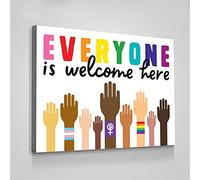 Jaesxxco Equality Prints,Diversity,Inclusion,Racism,Girl Power,Poster,Everyone Is Welcome Here Canvas Wall Art For Living Room Bedroom Office Home Decoration Artwork 121X6Inch Unframed