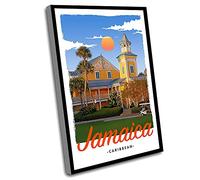 Jaesxxco Family Wall Art,Farmhouse Chic Decor,The Office Home Decor,Retro Vintage Style Travel Poster Or Canvas Picture Jamaica Caribbean,12x16 Inch UnFramed Wall Art