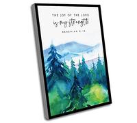 Jaesxxco Farmhouse Wall Decor,The Joy Of The Lord Is My Strength Nehemiah 8 10 Print Watercolor Bible Verse Wall Art Print Scripture Printable Christian Baptism Gift,12x16 Inch UnFramed Wall Art