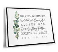 Jaesxxco For Living Room Decor,He Will Be Called Wonderful Counselor Printable Wall Art Isaiah 9 6 Bible Verse Print Baptism Gift Christmas Scripture Printable,12x16 Inch UnFramed Art, White