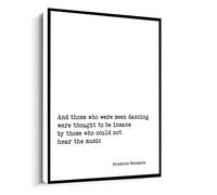 Jaesxxco Friedrich Nietzsche Quote Print,And Those Who Were Seen Dancing Were Thought To Be Insane Canvas Wall Art For Living Room Bedroom Office Home Decoration Artwork 121X6Inch Unframed