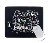 Jaesxxco Funny Christmas Lights Mouse Pad Gifts - It'S Fine I'M Fine Everything Is Fine - Rectangular Mouse Mat For Laptop Gaming - Office Gifts For Colleague 7.9X9.4 Inch