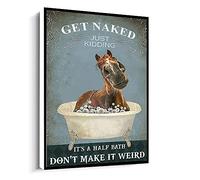 Jaesxxco Funny Horse Canvas Art Get Naked Just Kidding Print Decor Poster Canvas Wall Art For Living Room Bedroom Office Home Decoration Artwork 121X6Inch Unframed