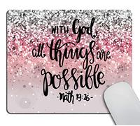 Jaesxxco Gaming Mouse Pad Custom, With God All Things Are Possible Motivational And Inspirational Quote Personality Desings Computer Mouse Pad 7.9X9.4 Inch