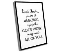 Jaesxxco Glam Bedroom Decor,Aesthetic Room Decor,Dr Office Decor,Dear Team You Are Amazing Keep Up The Good Work We Appriciate All Of You,Hard Work,Boss,Home Office Decor,12x16 Inch UnFramed Wall Art