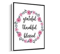 Jaesxxco Grateful Thankful Blessed Print,Thanksgiving Decor,Quote Wall Art,Inspirational Poster Canvas Wall Art For Living Room Bedroom Office Home Decoration Artwork 121X6Inch Unframed