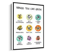 Jaesxxco Growth Self Development Mental Health Poster,Compassion Happiness,Therapist Canvas Wall Art For Living Room Bedroom Office Home Decoration Artwork 121X6Inch Unframed