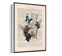 Jaesxxco Hand Anatomy Print,Shabby Chic Illustration,Science Art Drawing Botanic Peony Butterfly Canvas Wall Art For Living Room Bedroom Office Home Decoration Artwork 121X6Inch Unframed