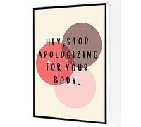 Jaesxxco Hey,Stop Apologizing For Your Body Canvas Wall Art,Mental Health Poster,Therapy Office Decor Modern Artwork Painting For Living Room Office Home Decoration Unframed 8x10inch