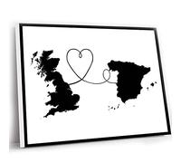 Jaesxxco Home Office Decor For Women,Gifts For Travel Lovers,Map Wall Art,Watercolor Map Printing,Home Decor For Living Room,Britain To Spain Travel Black And White Print,12x16 Inch UnFramed Wall Art
