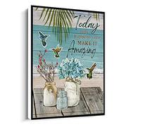 Jaesxxco Hummingbird Canvas Unframed Poster Today Only Happens Once Make It Amazing Print Frame Canvas Wall Art For Living Room Bedroom Office Home Decoration Artwork 121X6Inch Unframed