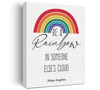 Jaesxxco Inspirational Canvas Wall Art Motivational be Rainbow in Someone else's Cloud Canvas Print Positive Canvas Painting Wall Decor Gift Unframed 8x10inch