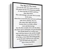 Jaesxxco It Is Not The Critic Who Counts,The Man In The Arena,Theodore Roosevelt Literary Quote Print Canvas Wall Art For Living Room Bedroom Office Home Decoration Artwork 121X6Inch Unframed