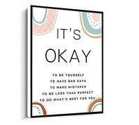Jaesxxco It'S Okay To Make Mistakes,Mental Health Poster,Motivational Quote,Psychologist Self Care Canvas Wall Art For Living Room Bedroom Office Home Decoration Artwork 121X6Inch Unframed