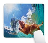 Jaesxxco Labrador Underwater Mouse Pad 7.9X9.4 Inch, Reinforced Stitched Edges, Anti-Slip Gaming & Office Mat Desk Decor, Funny Puppy Blue Waters Cute Happy Golden Retriever Swimming In Pool