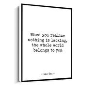 Jaesxxco Lao Tzu Quote,When You Realize Nothing Is Lacking,The Whole World Belongs To You Art Print Canvas Wall Art For Living Room Bedroom Office Home Decoration Artwork 121X6Inch Unframed