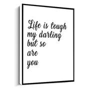 Jaesxxco Life Is Tough My Darling But So Are You,Love Print,Inspirational Frame Poster Canvas Wall Art For Living Room Bedroom Office Home Decoration Artwork 121X6Inch Unframed