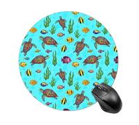 Jaesxxco Lightweight Mouse Pad 7.8 Inch, Classic Compact Foldable Mousepad, Women Men Portable Work Mouse Pads For Travel, Business, Mint Grenn Turquoise Sea Turtles