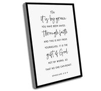 Jaesxxco Living Room Decorations For Men,Ephesians 2 8 9 It Is By Grace You Have Been Saved Bible Verse Wall Art Print Christian Minimalist Scripture Printable Gift Of God,12x16 In UnFramed White 10