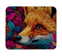 Jaesxxco Mouse Pad Fox Flowers Colorful (1) Computer Mouse Mat With Anti-Slip Rubber Base, Easy Gliding, Spill-Resistant Surface, Portable 7.9X9.4 Inch