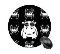 Jaesxxco Mouse Pad Round Mouse Pad With Non Slip Rubber For Laptop Computer Pc, 7.8 Inches Compatible With Hippopotamus Wearing Sunglasses Hippo
