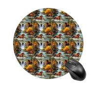 Jaesxxco Multi Functional Mouse Pad, Wear Resistant Round Compact Mousepad For Home Office Desktop, Fall Leaves Running River Waters Wild Horse, Novelty Portable Mouse Pads