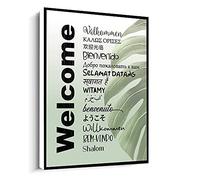 Jaesxxco Multilingual Welcome Art Poster,Useful Welcome In Different Languages Print Canvas Wall Art For Living Room Bedroom Office Home Decoration Artwork 121X6Inch Unframed