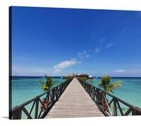 Jaesxxco Ocean view from jetty Mabul Island Semporna Canvas Wall Art Decor Paintings Pictures for Bedroom Wall Decor Above Bed Living Room Wall Decoration Bathroom Office Artwork 12x16inch
