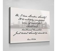 Jaesxxco Oscar Wilde London Quote,In Black & White Art,Oh,I Love London Society Art Print Canvas Wall Art For Living Room Bedroom Office Home Decoration Artwork 121X6Inch Unframed