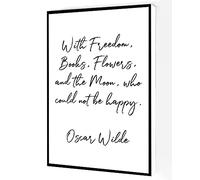 Jaesxxco Oscar Wilde Quote Canvas Wall Art,With Freedom Books Flowers And The Moon Who Could Not Be Happy Print Poster Modern Artwork Painting For Living Room Office Home Decoration Unframed 8x10inch