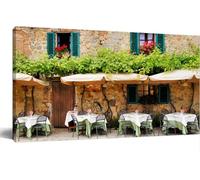 Jaesxxco Outdoor Trattoria A Quiant Village Tuscany Italy Canvas Wall Art Vintage Wall Decor Modern Abstract Poster Print For Living Room Bedroom Office Home Decoration 12x16Inch